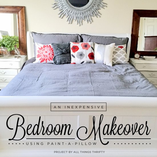 un cambio de imagen barato en el dormitorio usando paint a pillow