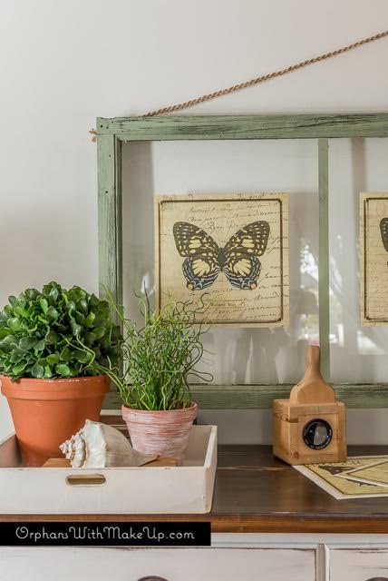 thow to turn old window frames into botanical butterfly wall art, crafts, diy, home decor, wall decor, windows