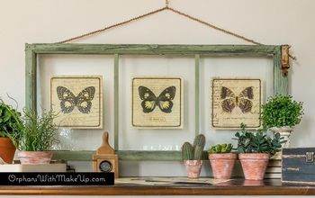  Transforme molduras de janelas antigas em arte de parede de borboleta botânica