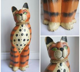 wooden cat statue makeover, crafts, how to
