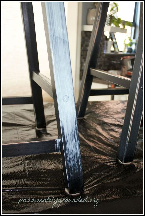 black pub table makeover with milk paint