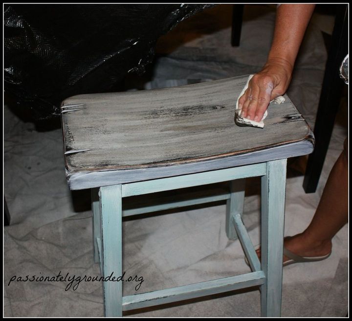 black pub table makeover with milk paint