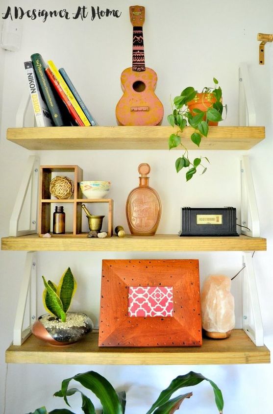 diy rustic boho shelves, diy, how to, shelving ideas, Simple wood and IKEA bracket shelfs