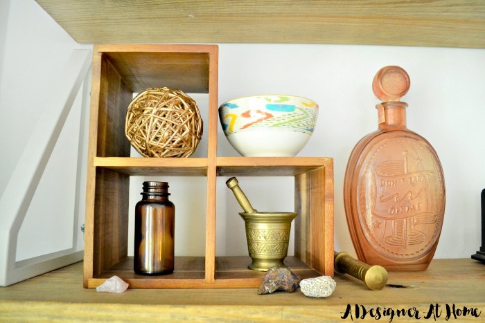 diy rustic boho shelves, diy, how to, shelving ideas, small collections have bigger impact grouped
