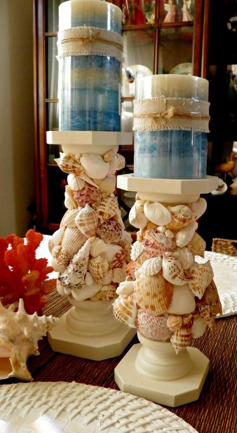 diy seashell encrusted candlestick tutorial, crafts, how to, repurposing upcycling