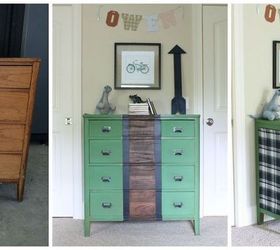 furniture makeover plaid dresser, painted furniture, Before After