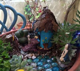 water wise fairy garden, container gardening, crafts, gardening, ponds water features