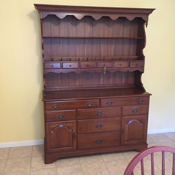 how to bring a vintage ethan allen hutch to life, Before