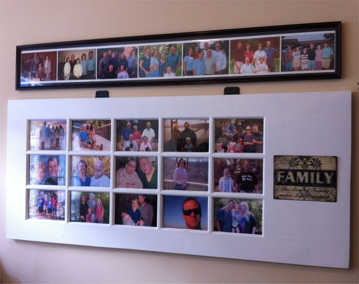 turn an old door into a photo gallery, Finished and hung on the wall