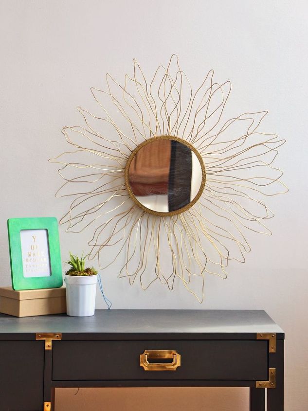 make an anthro inspired starburst mirror with styrofoam and wire