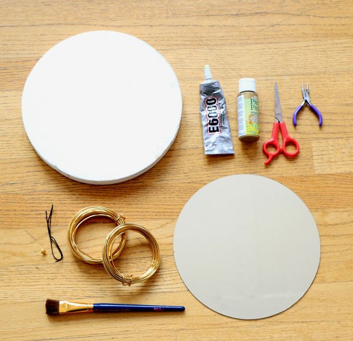 make an anthro inspired starburst mirror with styrofoam and wire