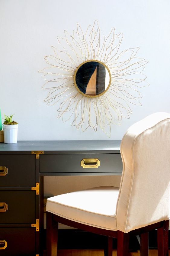 make an anthro inspired starburst mirror with styrofoam and wire