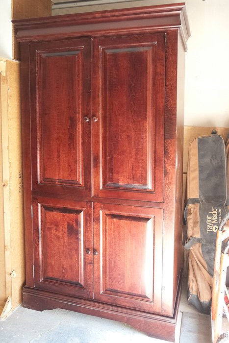 upcycled media cabinet into armoire, painted furniture, repurposing upcycling