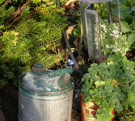 early autumn junk garden, container gardening, gardening, repurposing upcycling