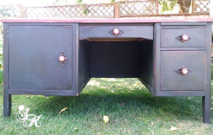 upcycled desk, chalk paint, painted furniture, repurposing upcycling