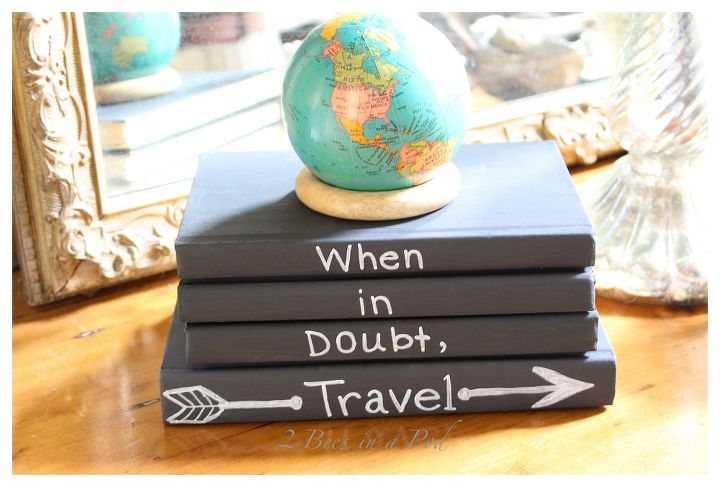 chalk painted books and favorite quote, chalkboard paint, crafts, how to, repurposing upcycling