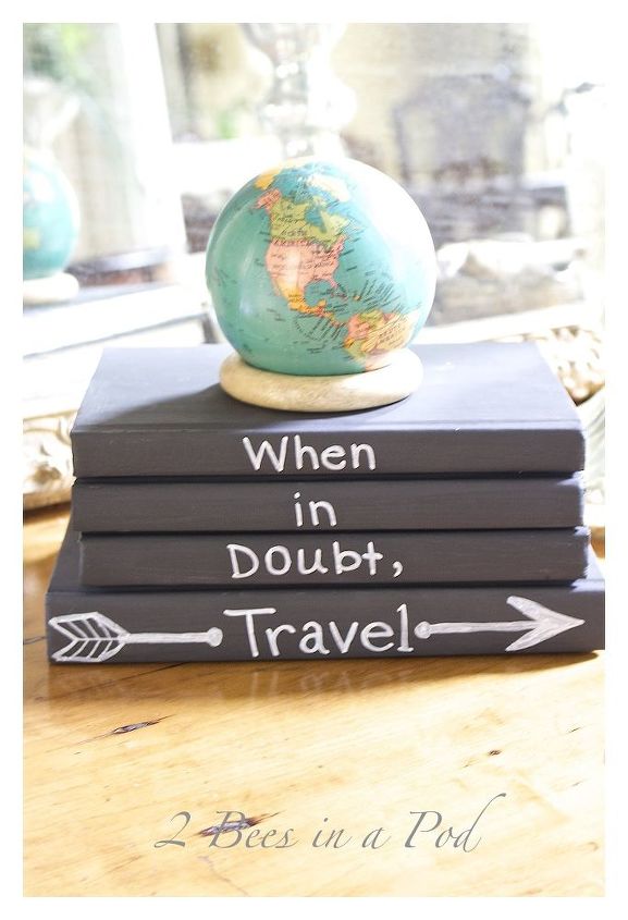 chalk painted books and favorite quote, chalkboard paint, crafts, how to, repurposing upcycling