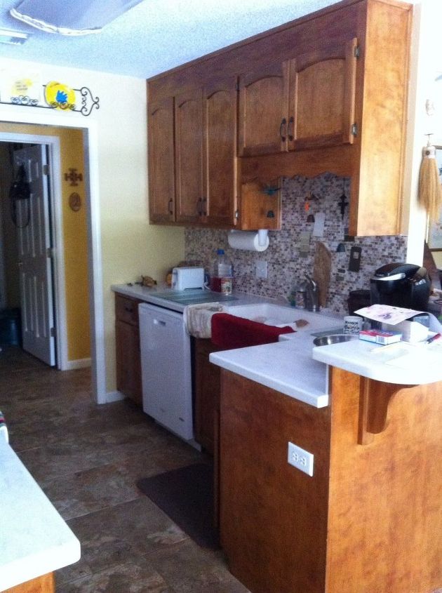 q suggestions on cabinet and wall paint, kitchen cabinets, kitchen design, painting, Looking sink side
