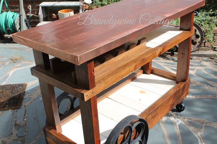bar cart from recycled pieces, outdoor living, repurposing upcycling, woodworking projects