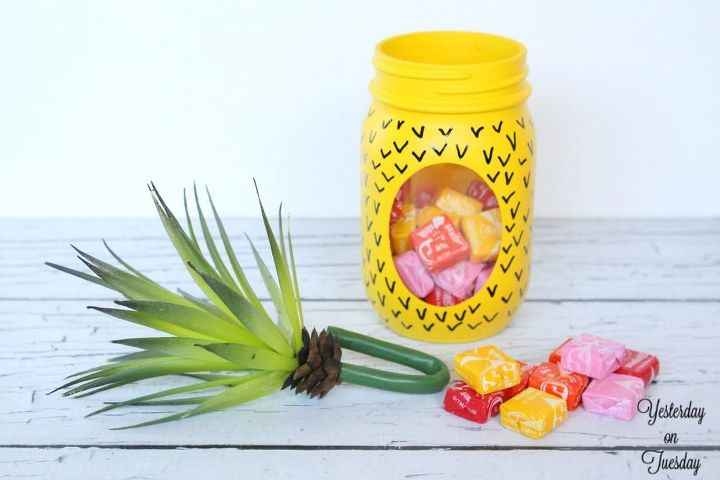 pineapple mason jar, crafts, how to, mason jars, repurposing upcycling