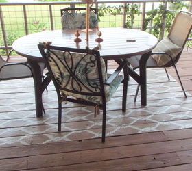 diy painted rug on porch floor, flooring, painting, porches