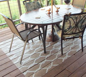 diy painted rug on porch floor, flooring, painting, porches