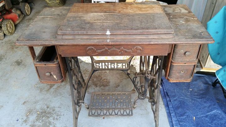 new purpose for old treadle base, outdoor furniture, painted furniture, repurposing upcycling