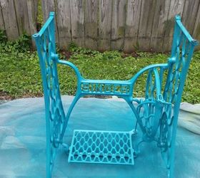 new purpose for old treadle base, outdoor furniture, painted furniture, repurposing upcycling