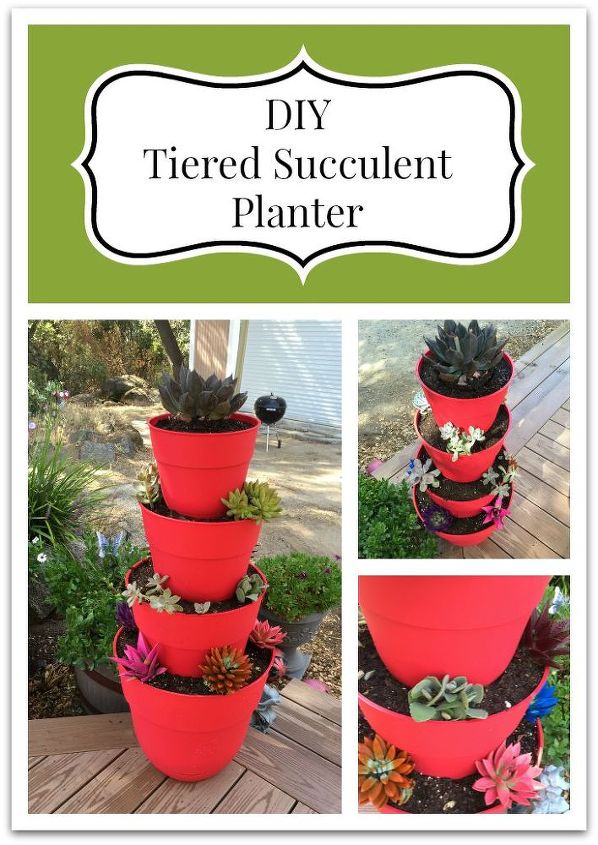 diy succulent tiered planter gardening how to, container gardening, crafts, gardening, how to, succulents