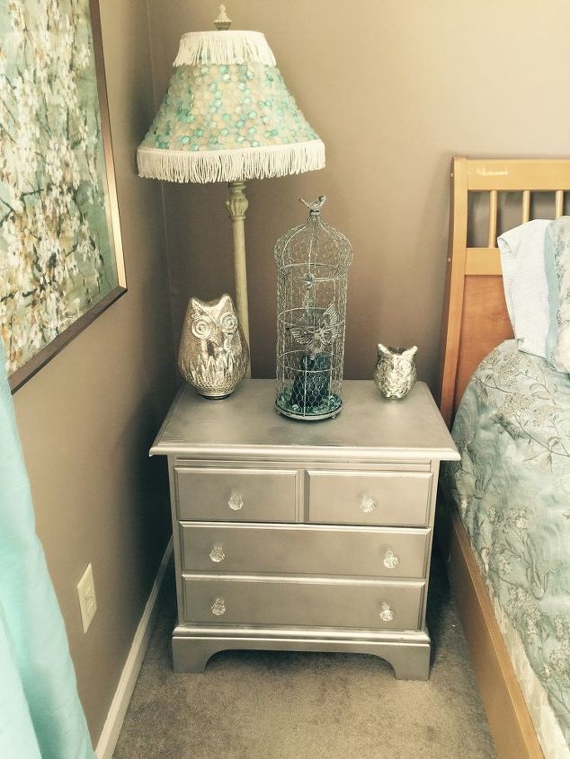 refinished nightstand with mirror paint hometalk