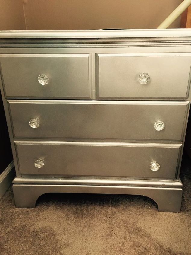 refinished nightstand with mirror paint hometalk