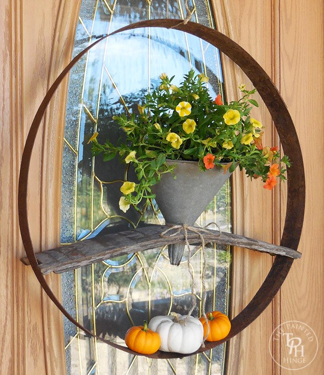 fall wreath from a repurposed funnel and wine barrel, crafts, how to, repurposing upcycling, seasonal holiday decor, wreaths