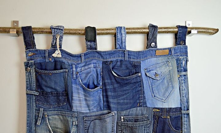 wall pocket organizer from old jeans, bedroom ideas, organizing, repurposing upcycling, storage ideas