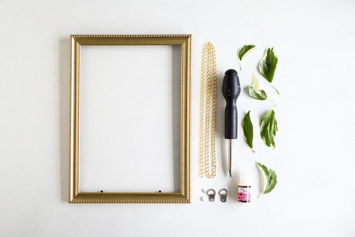 diy hanging gold wall frame leaf art how to, crafts, how to, wall decor