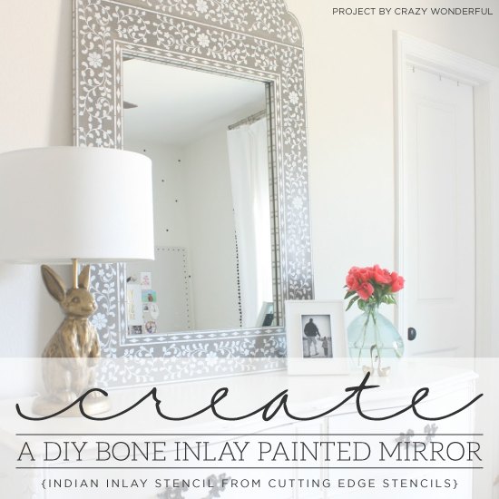 crear un espejo pintado con incrustaciones de hueso de bricolaje