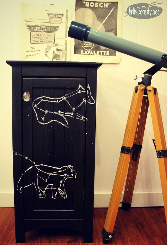 constellation themed nightstand makeover, painted furniture