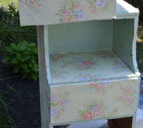 nightstand updated with fabric, painted furniture, reupholster