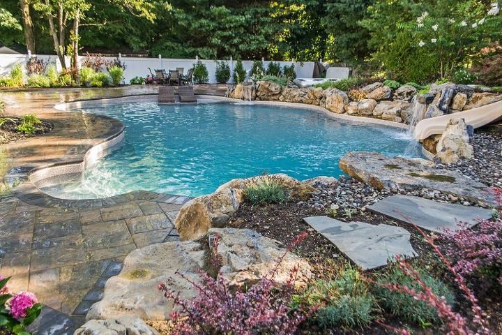 in ground pool with spillover spa, In Ground Vinyl Pool Retreat
