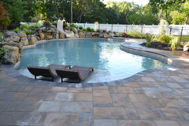 in ground pool with spillover spa, Cambridge Paver Patio