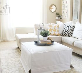 diy slipcover for an ottoman, home decor, living room ideas, repurposing upcycling, reupholster