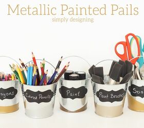 metallic painted pails, crafts