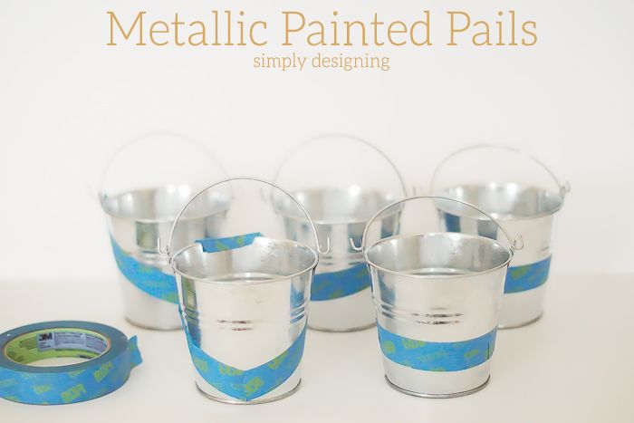 metallic painted pails, crafts