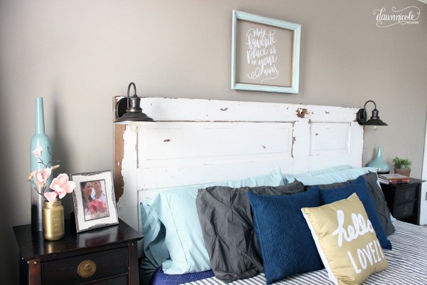 diy vintage door headboard, bedroom ideas, diy, doors, home decor, rustic furniture, woodworking projects