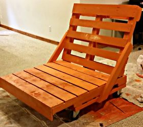 pallet lounge chair, diy, painted furniture, pallet, repurposing upcycling, woodworking projects, Final touch up painting