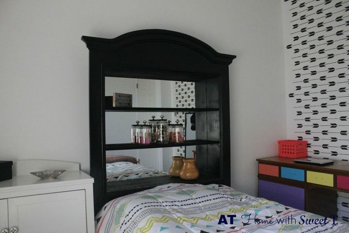headboard made from dresser mirror, bedroom ideas, diy, home decor, painted furniture, repurposing upcycling