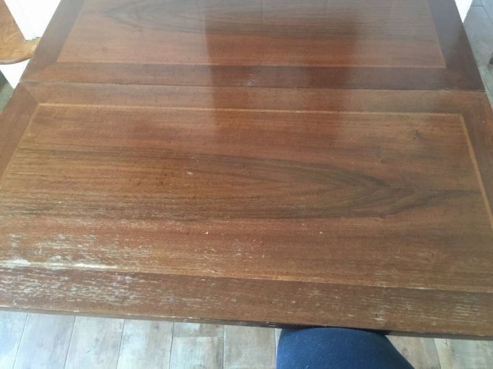 q how to paint veneered tabletop, how to, painted furniture, repurposing upcycling, This is the table open which must be twirled one quarter turn to get to the position for stability I don t want to scrape any paint off when doing so