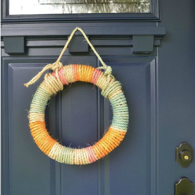 s 6 pinterest inspired projects that are impossible to ignore, crafts, Tie dye Fall Wreath Using Yarn