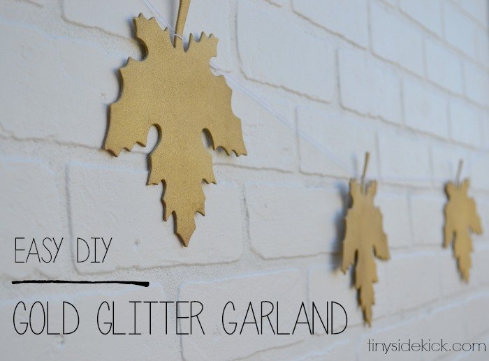 easy gold glitter leaf garland, crafts, seasonal holiday decor