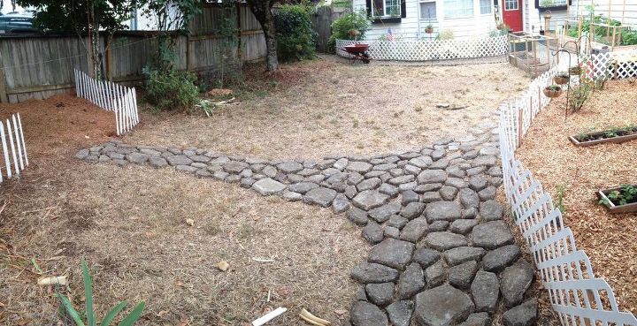 grass free dog proof yard, Looking toward the house with our ugly brown yard The left side used to have a ground cover but it got trampled