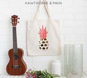 diy pineapple heat vinyl bag, crafts